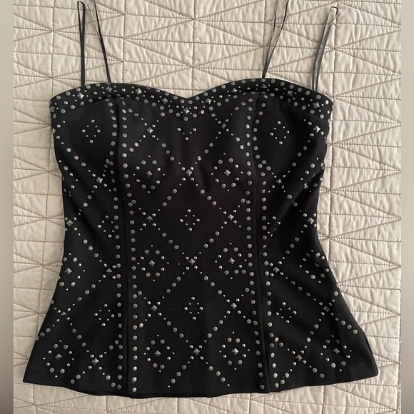 Caché 2 piece beaded matte finish skirt and crop TOP sz8 SKIRT sz 10 spandex 4% - Picture 2 of 12